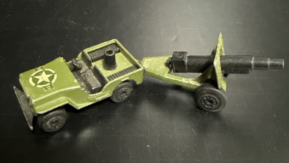 Matchbox Superfast Army Military Jeep Sleet N Snow With Field Gun 1976 Lesney